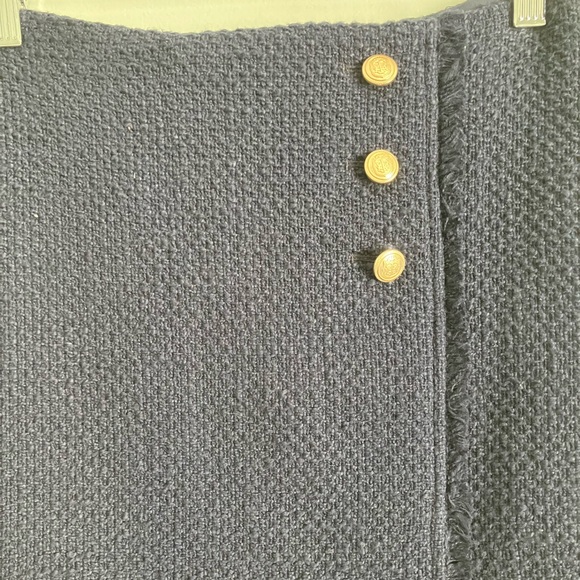 TALBOTS Navy Tweed Faux Wrap Pencil Skirt Size 2 - Picture 4 of 13